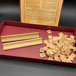 Vintage 1953 Scrabble Crossword Game Wood Tiles